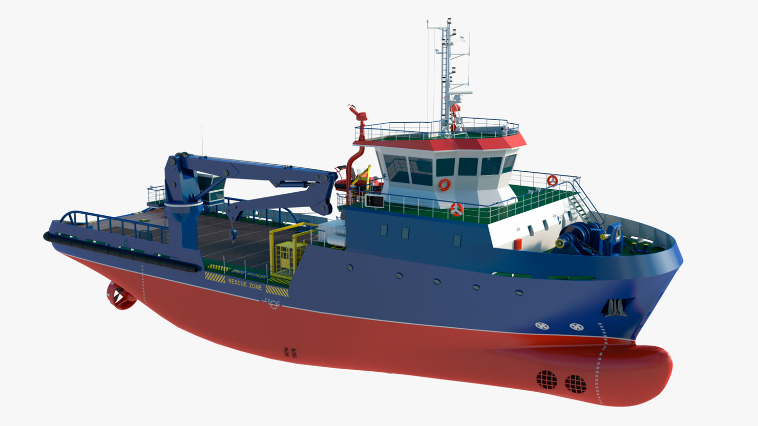 Presentation 3D model of the Cargo Crane Ship. Freelance 3D Designer “Monaco Felice”.